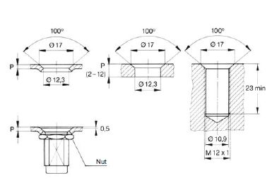 Receptacle installation dimensions for J155F