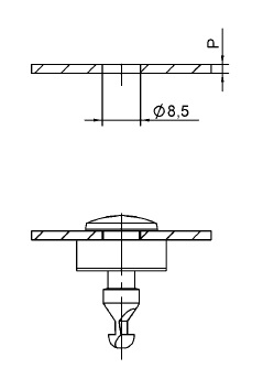 717F Stud installation dimensions